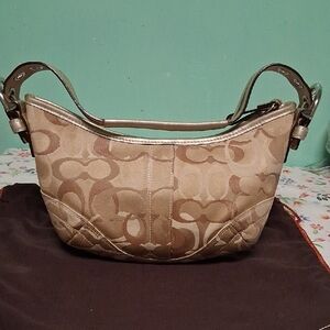 Coach Tan and Brown Shoulder Bag
